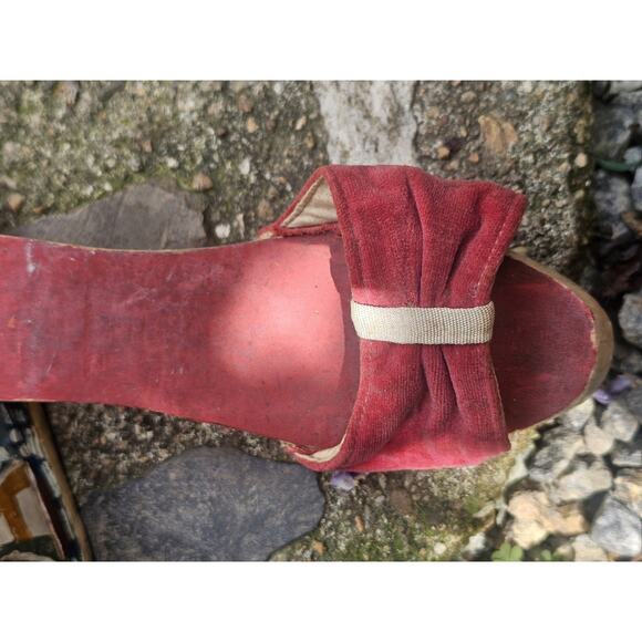 1940's Vintage Hand Carved And Hand Painted Wooden Wedges Size 8.5 Women's. - Picture 6 of 14